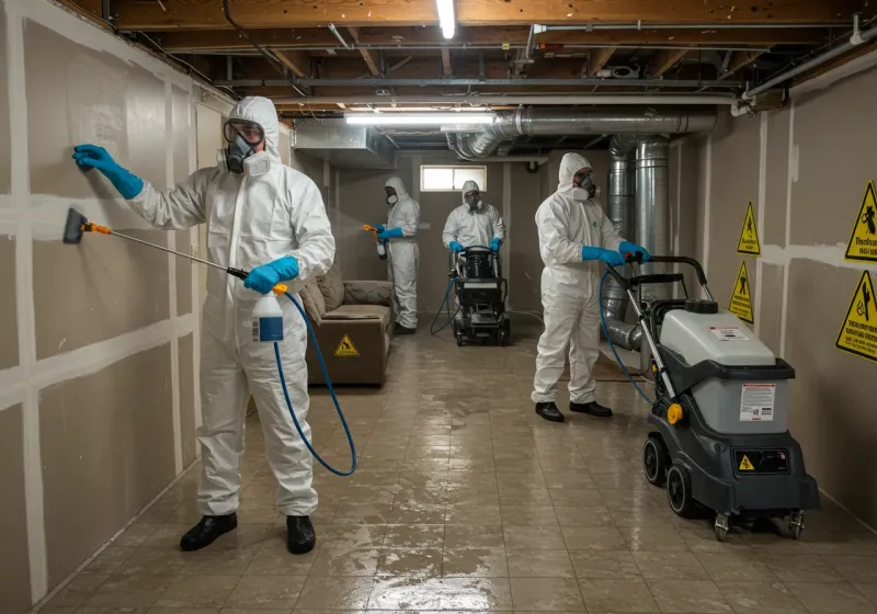 Basement Moisture Removal and Structural Drying process in Holly Springs, NC